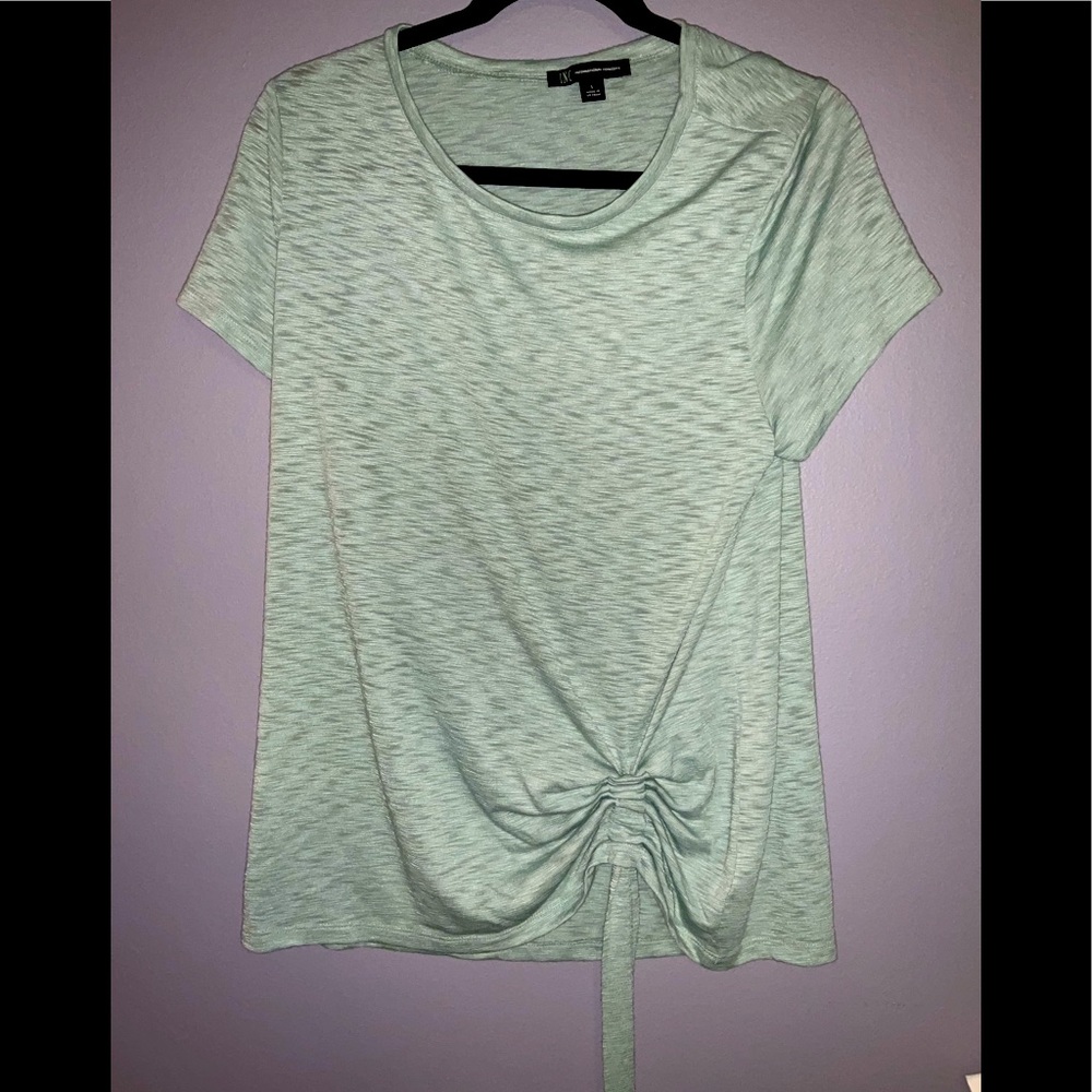 Green scrunch short sleeve shirt